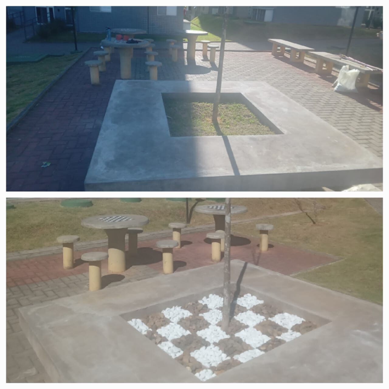Antes e depois de reforma de jardim na Saúde