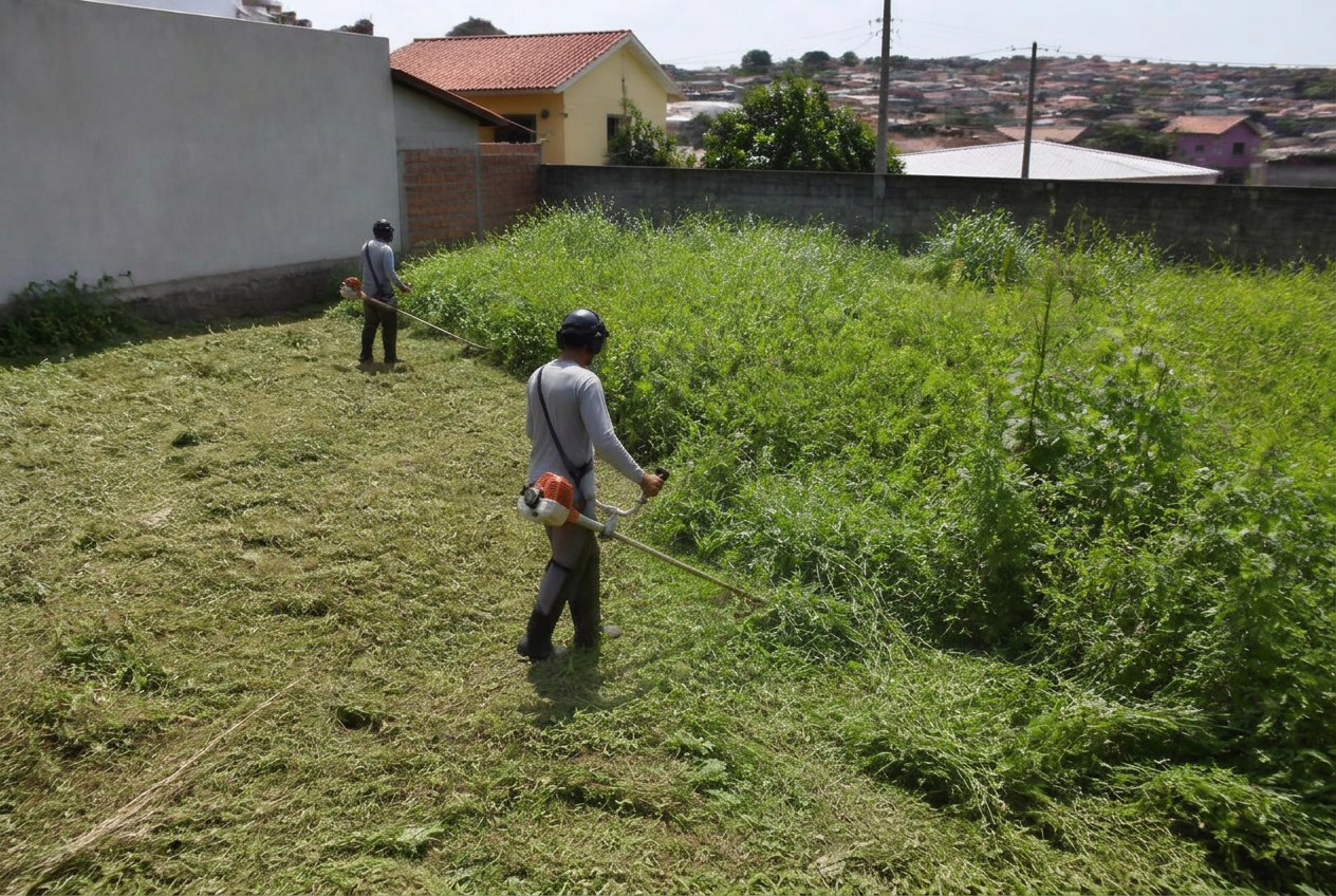 Serviço de limpeza de terreno com equipe e maquinário em Higienópolis